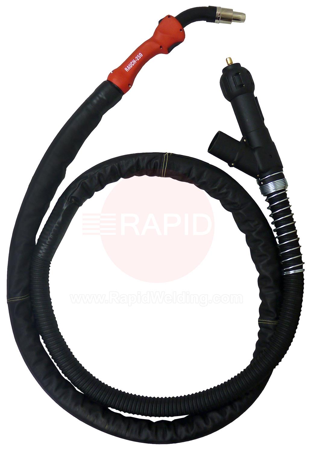 R2500311  MHS Smoke-250 Fume Extraction Air Cooled MIG Torch, 250A with Exhaust & Euro Connection - 3m